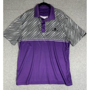 Tattoo Golf Polo Shirt Mens Large Purple Houndstooth Skull Logo Performance